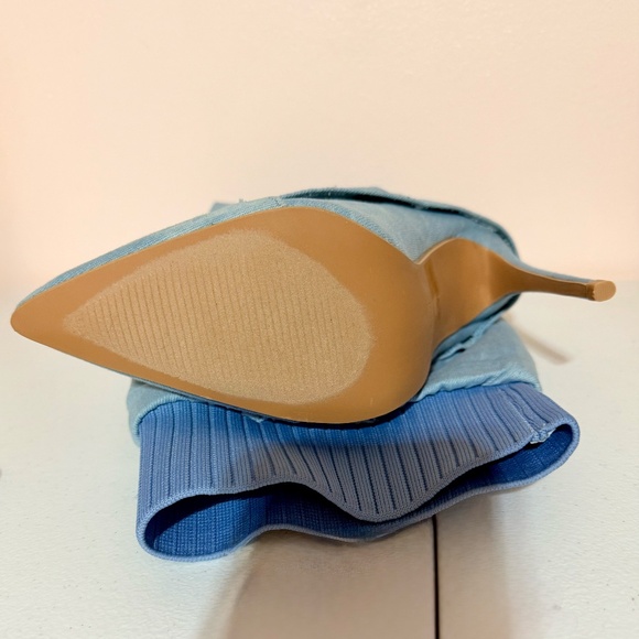 Cape Robbin Light Wash Denim 4 1/2 " Stiletto Heel Skirted OTK High Boot - Picture 6 of 6